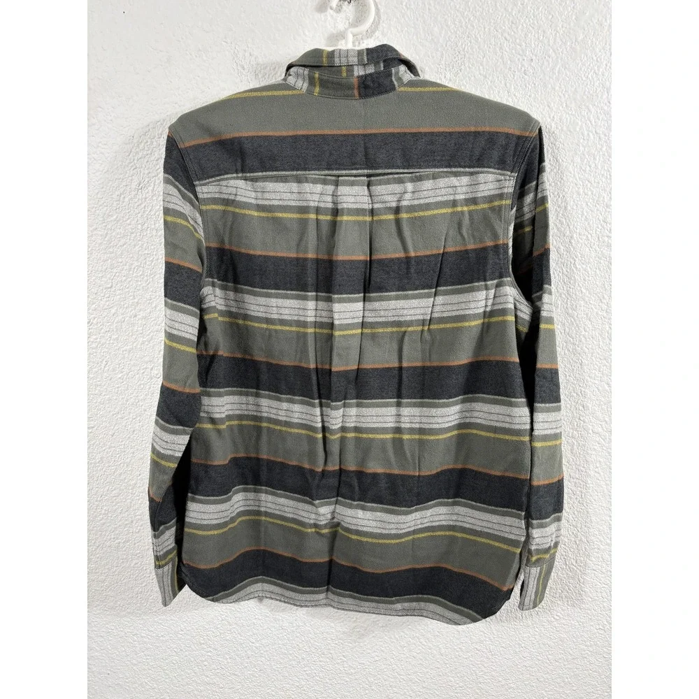 The‎ North Face Flannel Shirt Mens Large Green Striped Button Up Long Sleeve